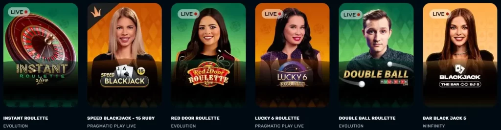 Interface of Live Games Section