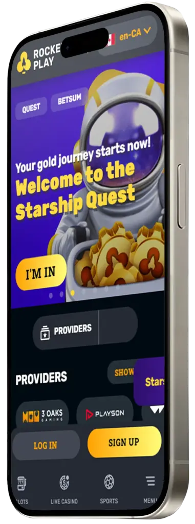 RocketPlay Casino App Homepage