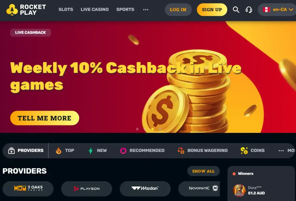 RocketPlay Casino Bonus Cashback